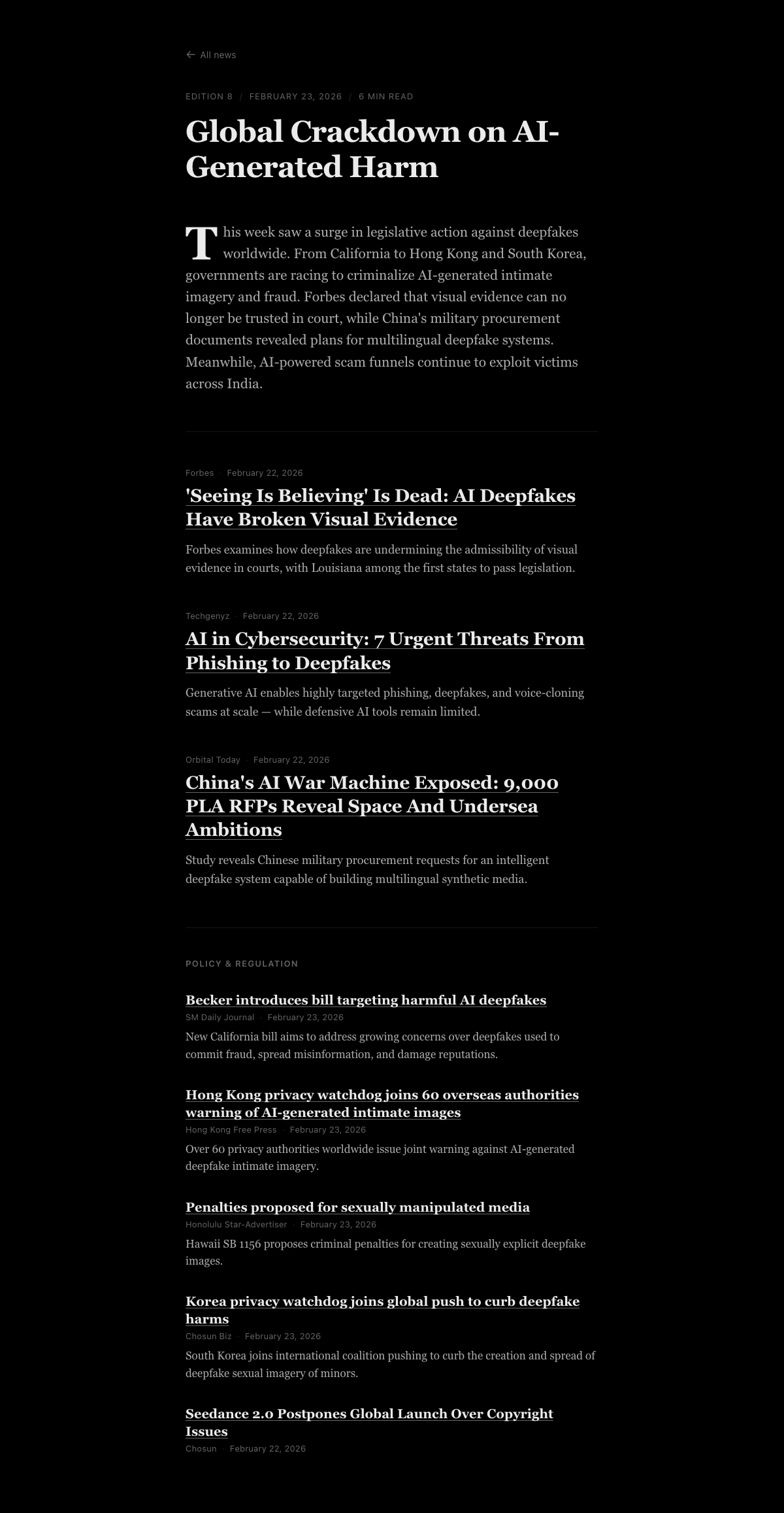 Scam.ai Newsletter — Global Crackdown on AI-Generated Harm